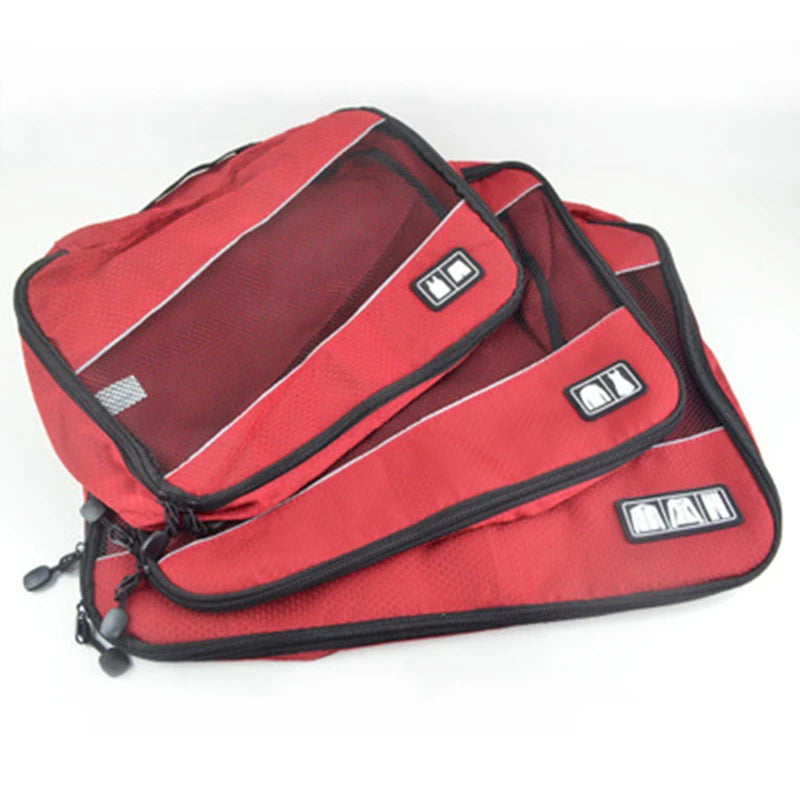 RUPUTIN 3Pcs/set Travel Luggage Organizer Packing Cubes Set Breathable Mesh Storage Clothes Bag Waterproof Travel Accessories